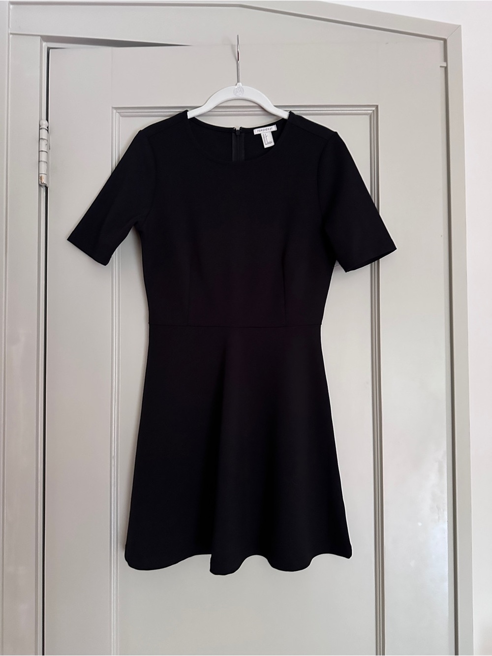 Forever 21 Black Short Sleeve Fit-and-Flare Dress